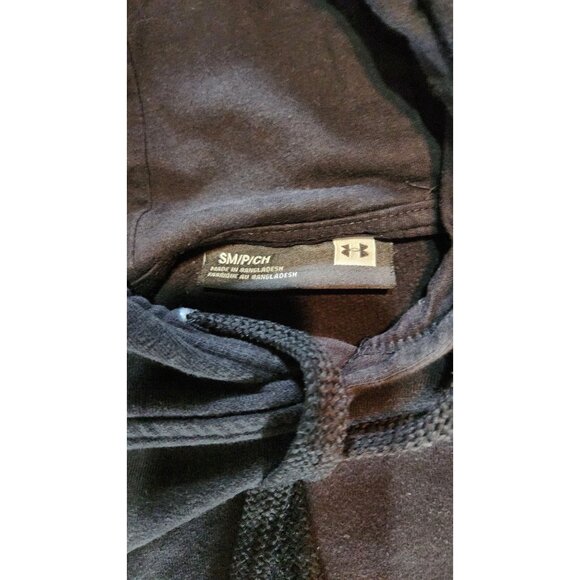 Under Armour Hoodie Small Black Pullover Logo Sweatshirt Athleisure - Picture 4 of 8